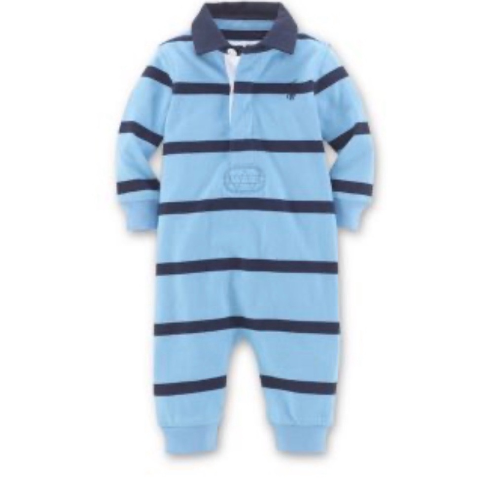 Ralph Lauren Blue Striped Baby Onesie